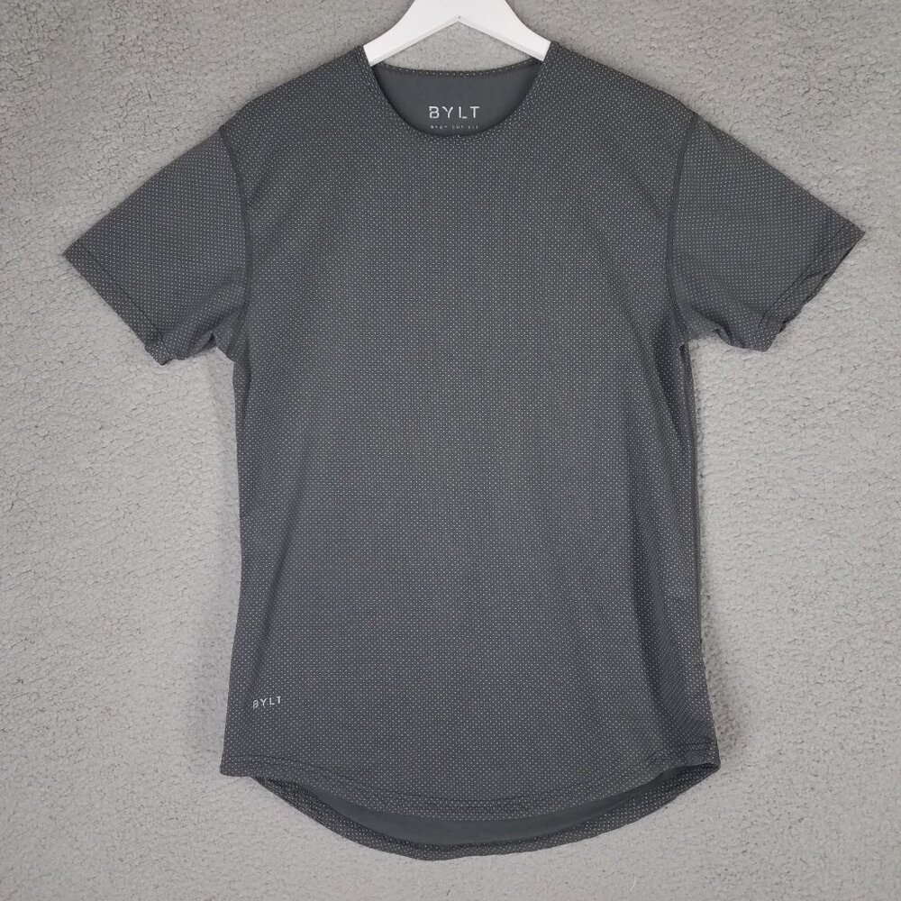 Bylt Drop Cut Shirt Adult Medium Lux Gray Polka Dot Casual Gym Travel Comfort
